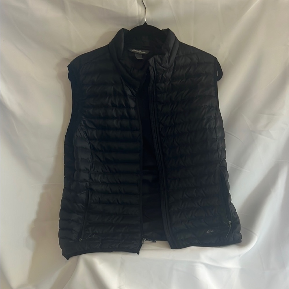 Eddie Bauer EB700 Black Quilted Puffer Vest with Stand-Up Collar